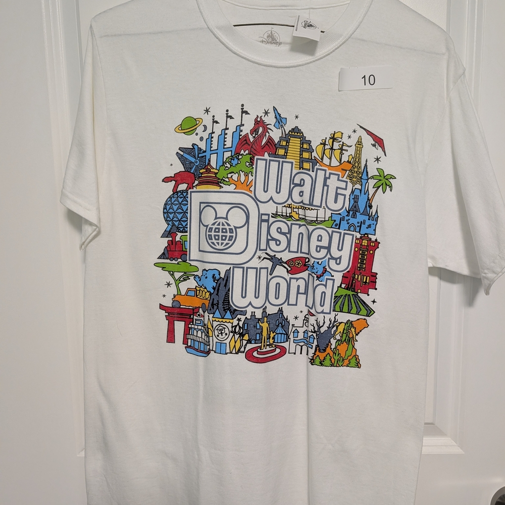 Disney Walt World White Unisex Medium T-Shirt